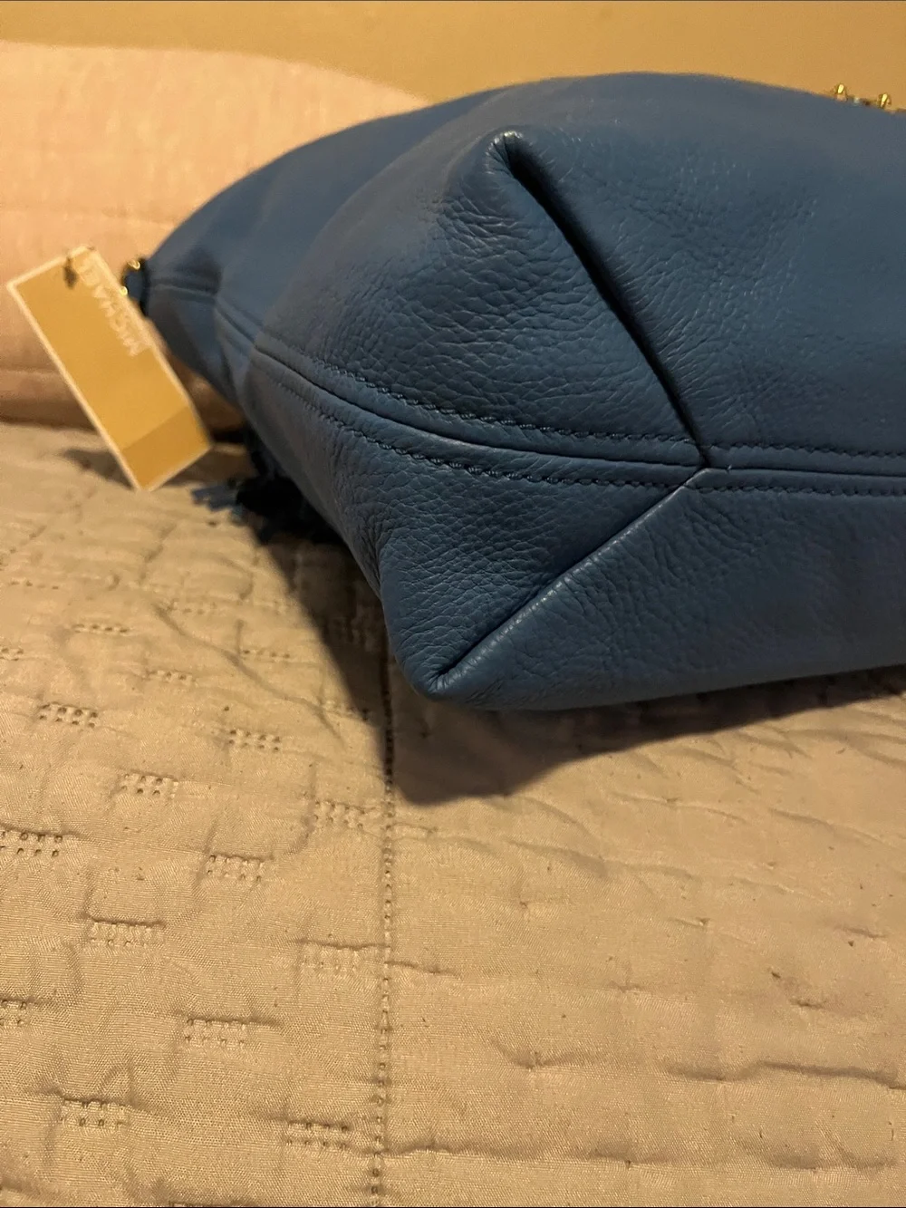 Michael Kors Blue Leather Hobo Bag with Tassel